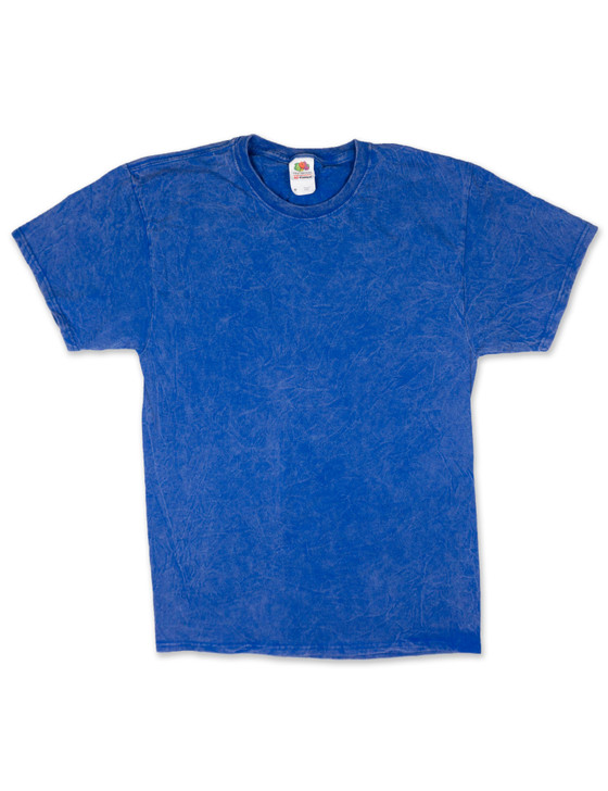 Plain Short Sleeve Mineral Wash Cotton Tee (Mineral Royal) - B